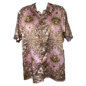 Baroque Gold mens button down pink and gold large